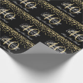Gold Black 40th Birthday Glitter Confetti Cadeaupapier (Hoek)