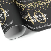 Gold Black 40th Birthday Glitter Confetti Cadeaupapier (Rol Hoek)
