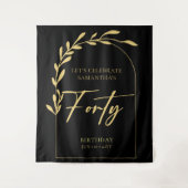 Gold & Black 40th Birthday Party Backdrop Wandkleed (Voorkant)