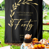 Gold & Black 40th Birthday Party Backdrop Wandkleed