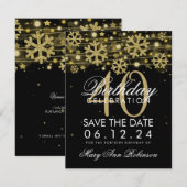 Gold Black 40th Birthday Save Date Winter Kaart (Voorkant / Achterkant)