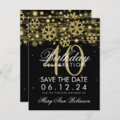 Gold Black 40th Birthday Save Date Winter Save The Date (Voorkant / Achterkant)