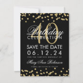 Gold Black 40th Birthday Save the Date Confetti (Voorkant)