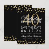 Gold Black 40th Birthday Save the Date Confetti (Voorkant / Achterkant)