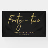 Gold & Black 42th Birthday Party Welcome Banner (Horizontaal)