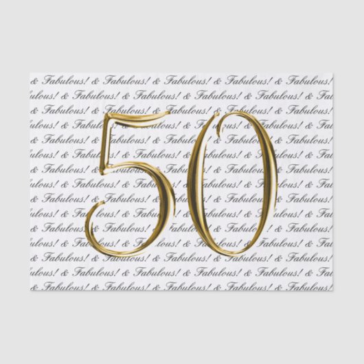 Gold Black 50 en Fabulous | 50e verjaardag Tissuepapier (Voorkant)