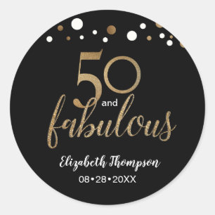 Gold Black 50 en geweldige Birthday Party Ronde Sticker