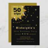 Gold Black 50e verjaardagsfeestje Kaart (Voorkant / Achterkant)