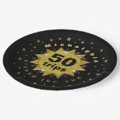Gold Black 50e verjaardagsfeestje Papieren Bordje (Gekanteld)