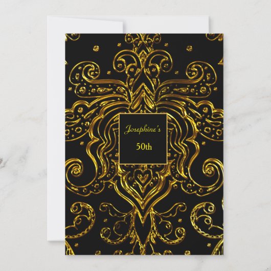 Gold Black 50th 60th 70th Birthday Kaart (Achterkant)