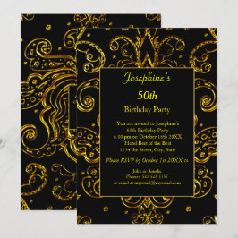 Gold Black 50th 60th 70th Birthday Kaart