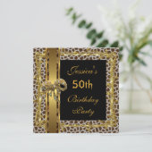 Gold Black 50th Birthday Animal Wild Elegant 3 Kaart (Staand voorkant)