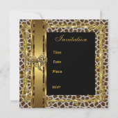 Gold Black 50th Birthday Animal Wild Elegant 3 Kaart (Achterkant)