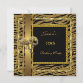 Gold Black 50th Birthday Animal Wild Elegant 6 Kaart (Voorkant)