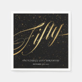 Gold Black 50th Birthday Confetti Elegant Servet (Voorkant)