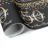 Gold Black 50th Birthday Glitter Confetti Cadeaupapier (Rol Hoek)