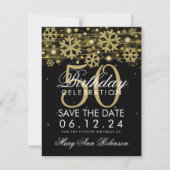 Gold Black 50th Birthday Save Date Winter Save The Date (Voorkant)