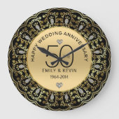 Gold & Black 50th Wedding Grote Klok (Voorkant)