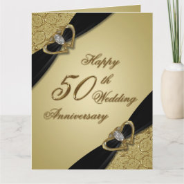 Gold Black 50th Wedding Jubileum 8,5x11 Kaart