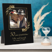 Gold Black 50th Wedding Jubileum Couple Foto Fotoplaat (Zijkant)