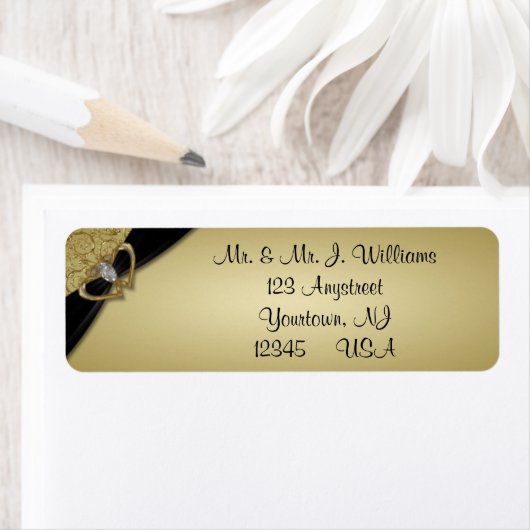 Gold Black 50th Wedding Jubileum Etiket (Insitu)