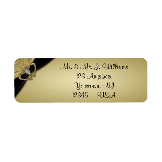 Gold Black 50th Wedding Jubileum Etiket (Voorkant)