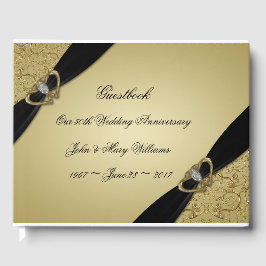 Gold Black 50th Wedding Jubileum Gastenboek