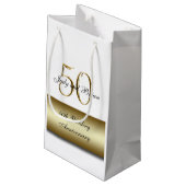 Gold Black 50th Wedding Jubileum Klein Cadeauzakje (Achterkant Gekanteld)