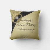 Gold Black 50th Wedding Jubileum Kussen (Voorkant)