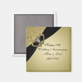 Gold Black 50th Wedding Jubileum Magnet