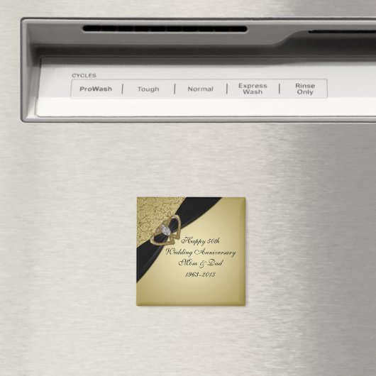 Gold Black 50th Wedding Jubileum Magnet (Insitu (Vaatwasser))