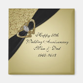 Gold Black 50th Wedding Jubileum Magnet (Voorkant)
