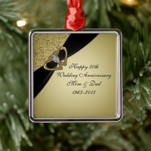 Gold Black 50th Wedding Jubileum Metalen Ornament (Boom)