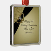 Gold Black 50th Wedding Jubileum Metalen Ornament (Rechts)