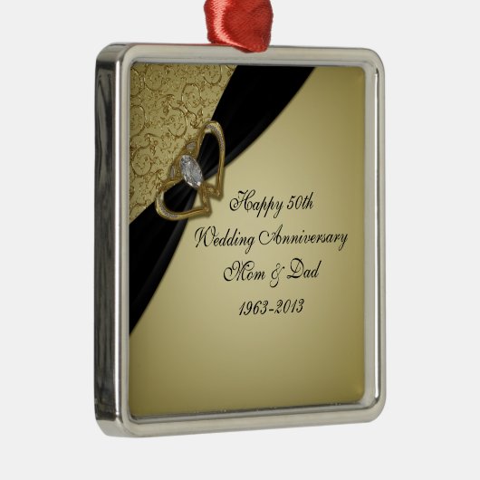 Gold Black 50th Wedding Jubileum Metalen Ornament (Rechts)