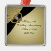 Gold Black 50th Wedding Jubileum Metalen Ornament (Voorkant)