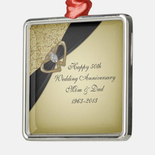Gold Black 50th Wedding Jubileum Metalen Ornament (Links)