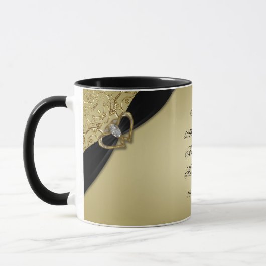 Gold Black 50th Wedding Jubileum Mok (Links)