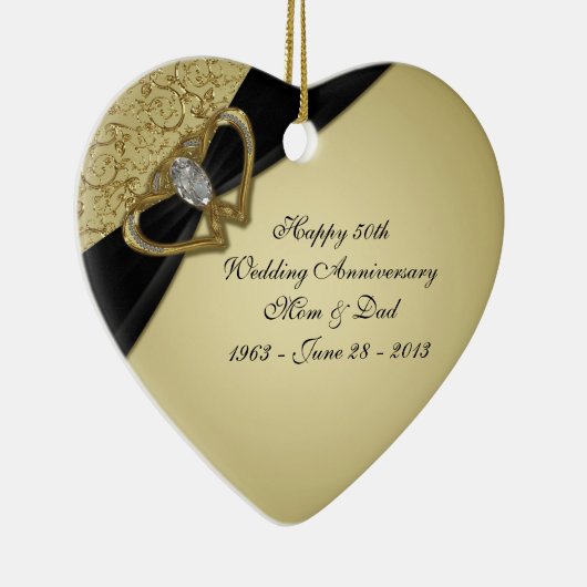 Gold Black 50th Wedding Jubileum Ornament (Rechts)