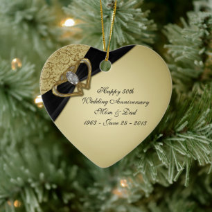 Gold Black 50th Wedding Jubileum Ornament
