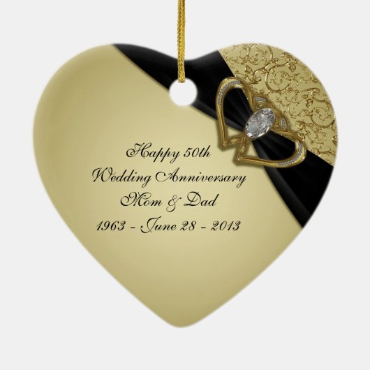 Gold Black 50th Wedding Jubileum Ornament (Achterkant)