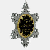 Gold Black 50th Wedding Jubileum Tin Sneeuwvlok Ornament (Links)