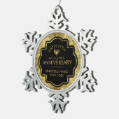 Gold Black 50th Wedding Jubileum Tin Sneeuwvlok Ornament (Rechts)