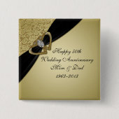 Gold Black 50th Wedding Jubileum Vierkante Button 5,1 Cm (Voorkant)