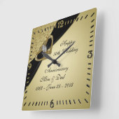Gold Black 50th Wedding Jubileum Vierkante Klok (Hoek)