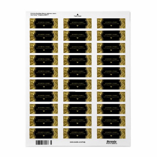 Gold & Black 50th Wedding Jubileum Wine Label (Full Sheet)