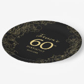 Gold Black 60e verjaardag Papieren Bordje (Gekanteld)