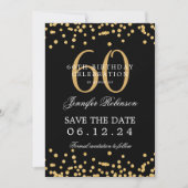 Gold Black 60e verjaardag Save the Date Confetti Kaart (Voorkant)