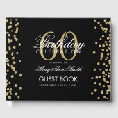 Gold Black 60e verjaardagsfeestje Glitter Confetti Gastenboek (Voorkant)