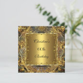 Gold Black 60th Birthday Elegant Invite 2 Kaart (Staand voorkant)